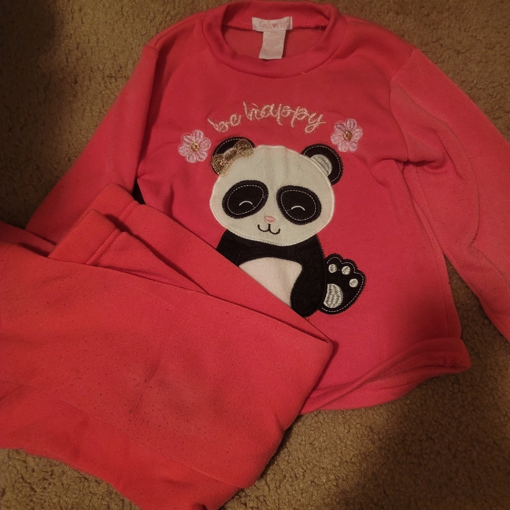 Girls Pink Panda Sweatshirt and Pants Set